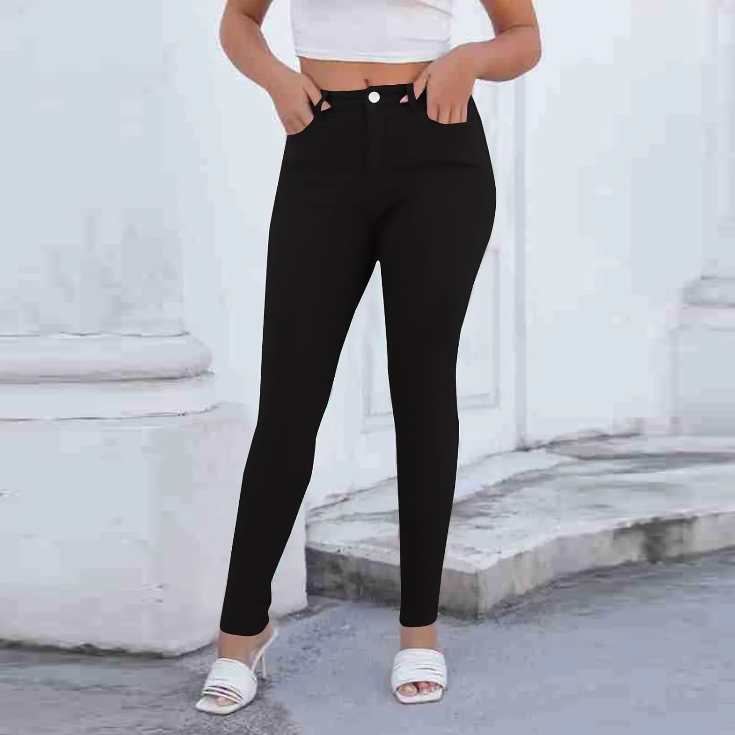 Women's Pants High Waisted Jeans Skinny Stretch Trendy Denim Pants with Pockets, S-2XL