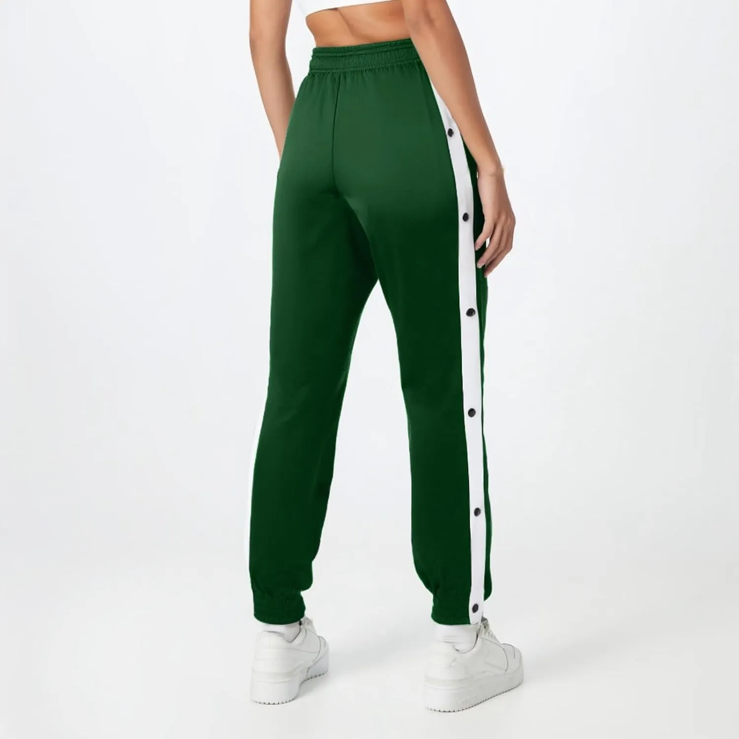 Women's Pants Side Split Snap Button Joggers Tear-Away Warm Up Sweatpants Elastic Cinch Bottom Active Workout Trousers
