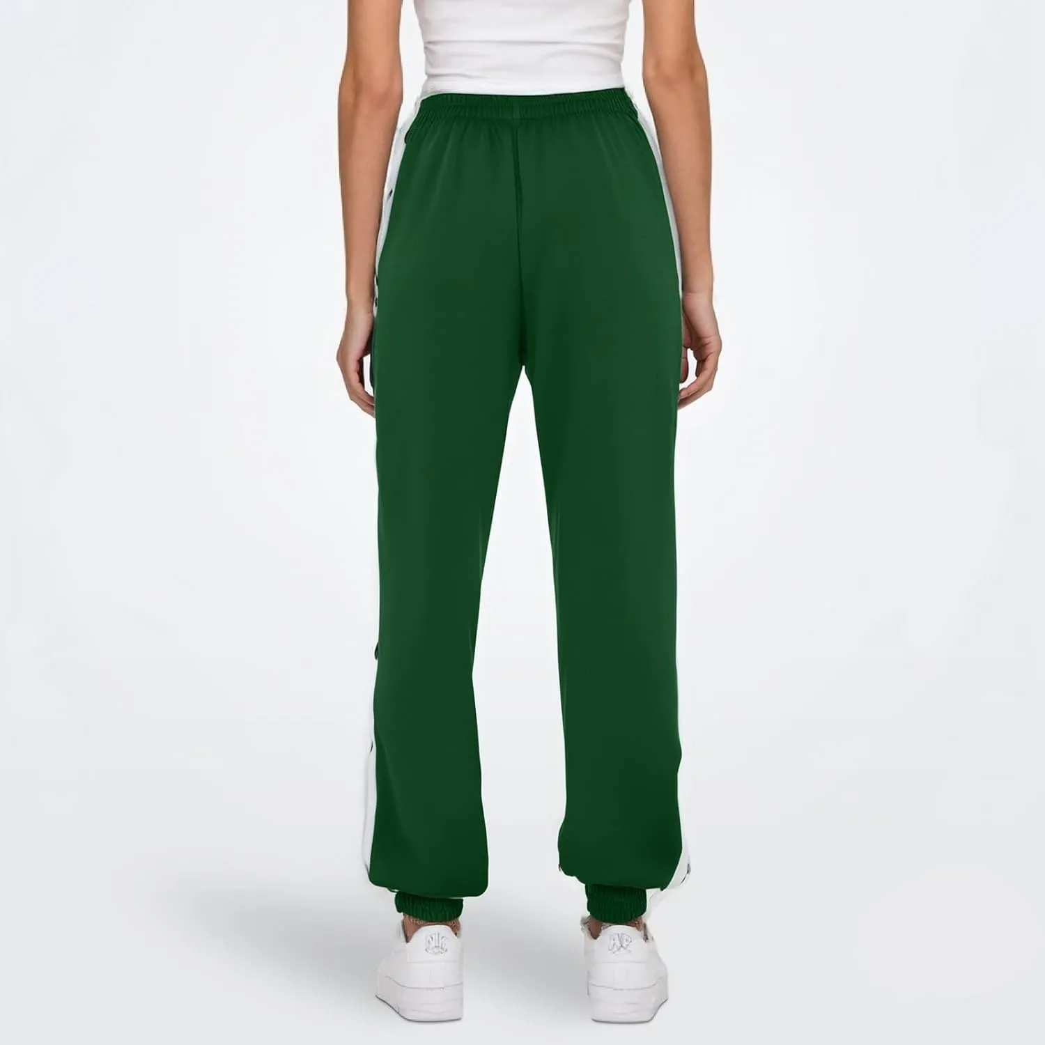 Women's Pants Side Split Snap Button Joggers Tear-Away Warm Up Sweatpants Elastic Cinch Bottom Active Workout Trousers