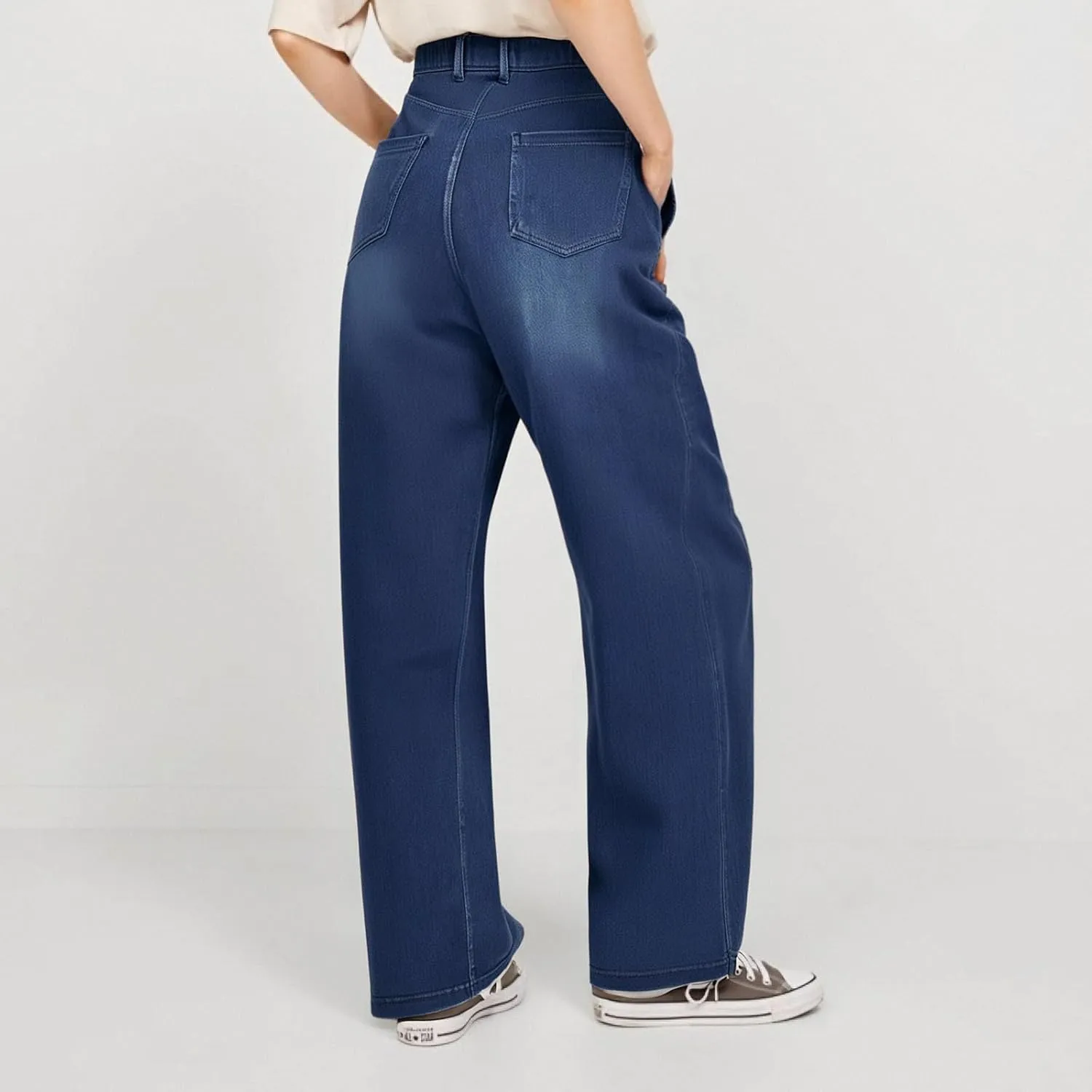 Women's Pants, Stretchy Jeans High Waisted Sweatpants Wide Leg Denim Pants That