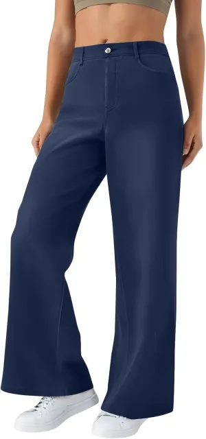 Women's Pants, Stretchy Jeans High Waisted Sweatpants Wide Leg Denim Pants That