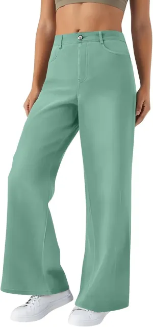 Women's Pants, Stretchy Jeans High Waisted Sweatpants Wide Leg Denim Pants That