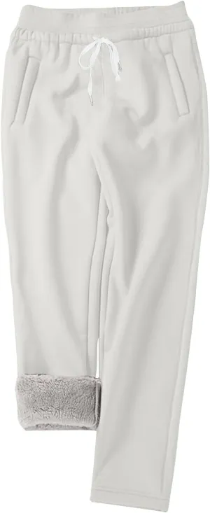 Womens Sherpa Fleece Lined Sweatpants Winter Thermal Oudoor Jogger Pants Warm Lounge Athletic Active Running Trousers