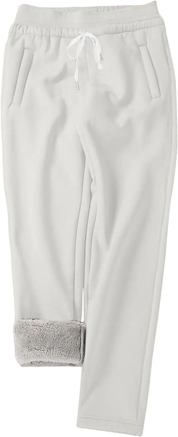 Womens Sherpa Fleece Lined Sweatpants Winter Thermal Oudoor Jogger Pants Warm Lounge Athletic Active Running Trousers