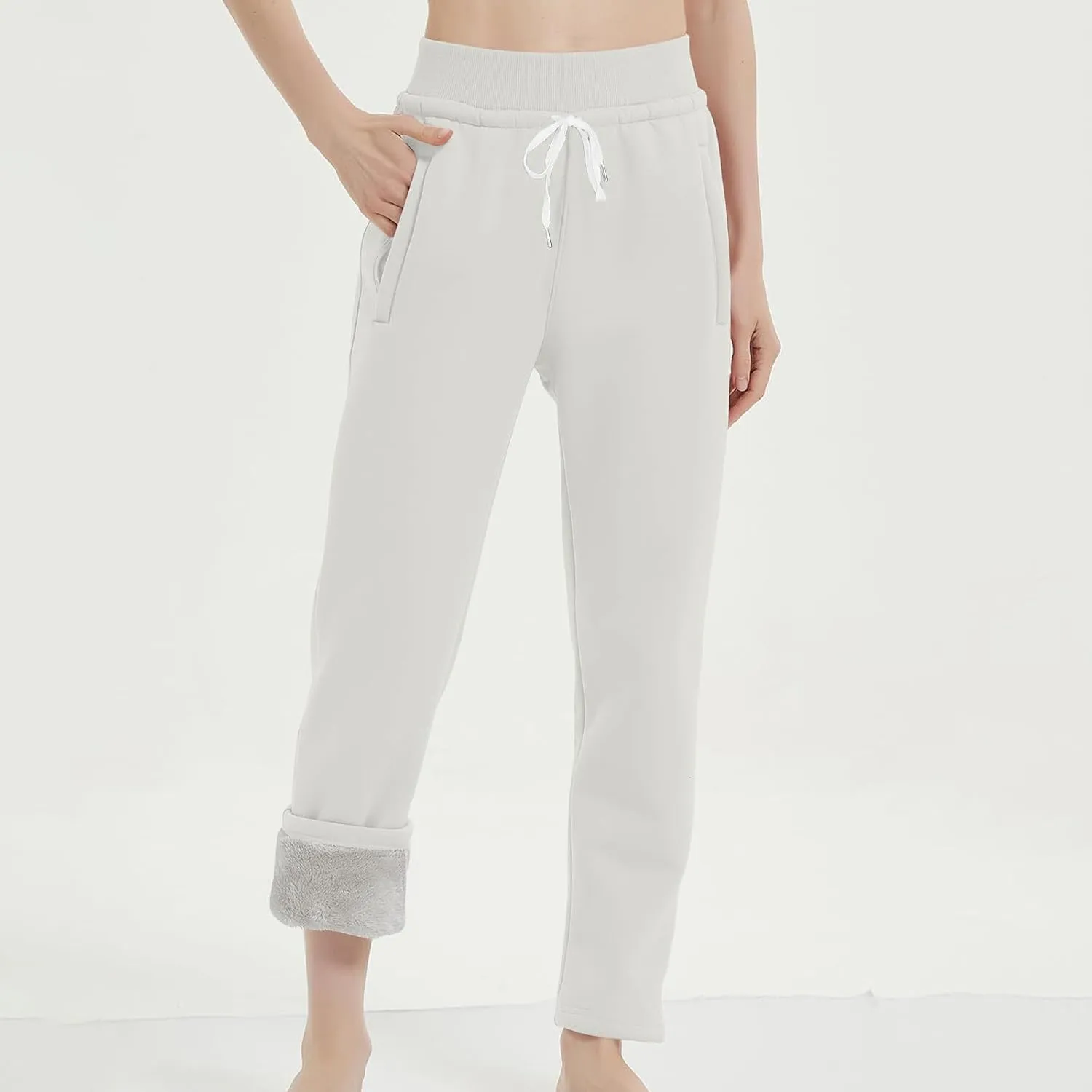 Womens Sherpa Fleece Lined Sweatpants Winter Thermal Oudoor Jogger Pants Warm Lounge Athletic Active Running Trousers
