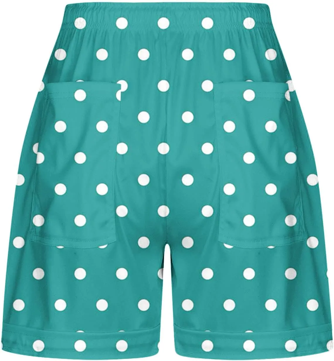 Women's Summer Elastic High Waisted Polka Dot Shorts Casual Drawstring Lightweight Loose Fit Short Pants with Pockets