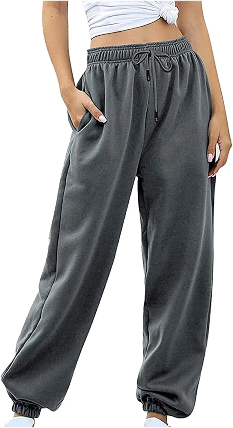 Womens Sweatpants 2024,High Waisted Baggy Sweatpants Joggers Sport Active Workout Jogger Pants with Pockets Trousers