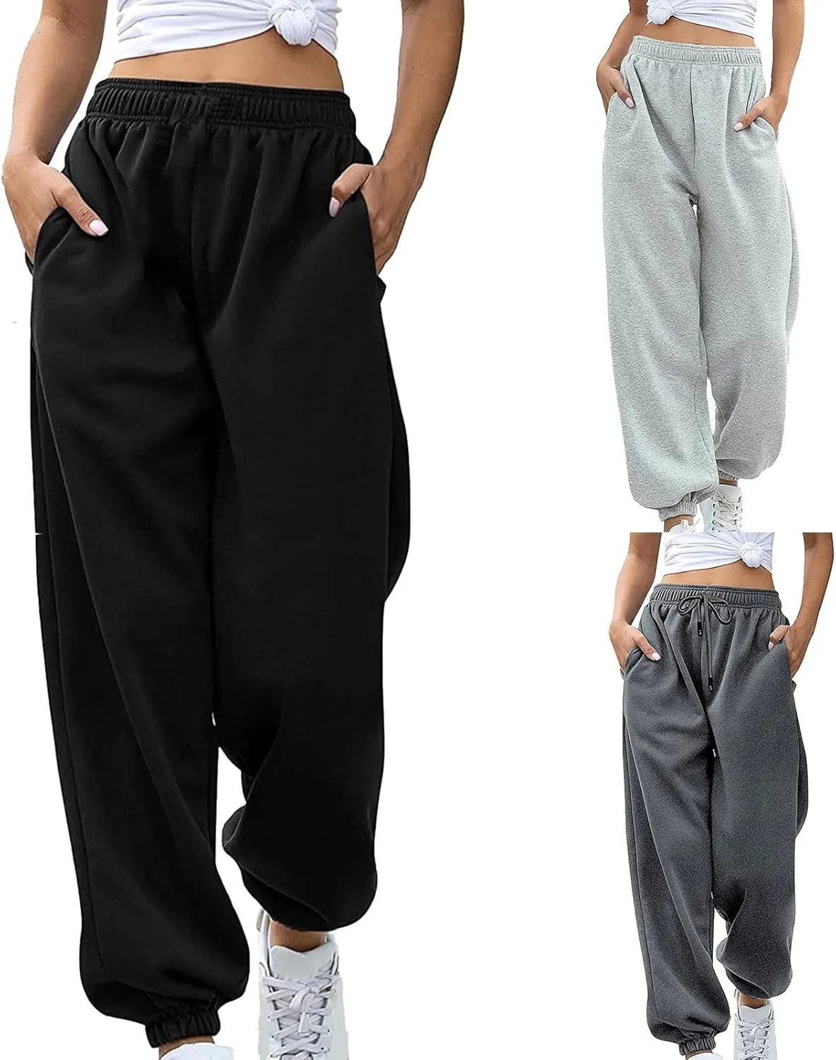 Womens Sweatpants 2024,High Waisted Baggy Sweatpants Joggers Sport Active Workout Jogger Pants with Pockets Trousers