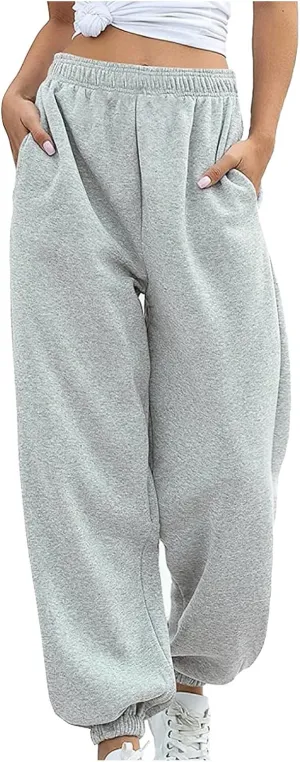Womens Sweatpants 2024,High Waisted Baggy Sweatpants Joggers Sport Active Workout Jogger Pants with Pockets Trousers