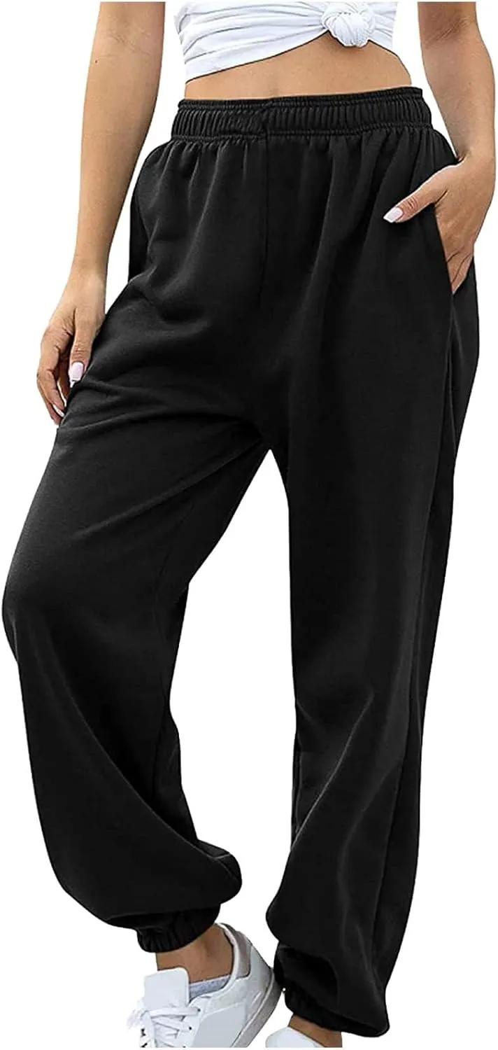 Womens Sweatpants 2024,High Waisted Baggy Sweatpants Joggers Sport Active Workout Jogger Pants with Pockets Trousers