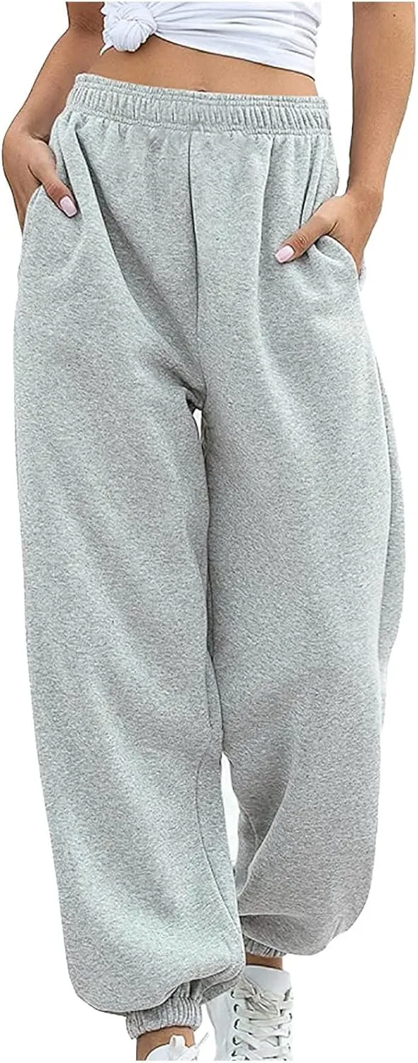 Womens Sweatpants 2024,High Waisted Baggy Sweatpants Joggers Sport Active Workout Jogger Pants with Pockets Trousers