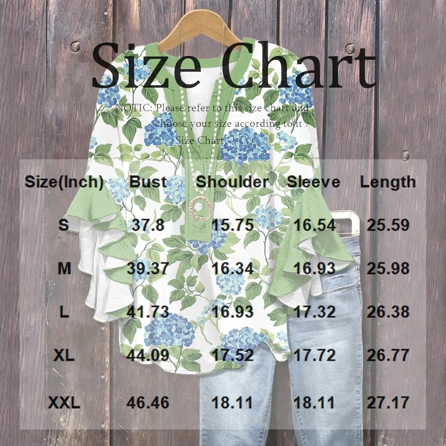 Womens Tops 3/4 Length Sleeves Floral Shirt Flowy Ruffle Sleeve Tops Half Casual Button Down Shirts Summer V Neck Blouse