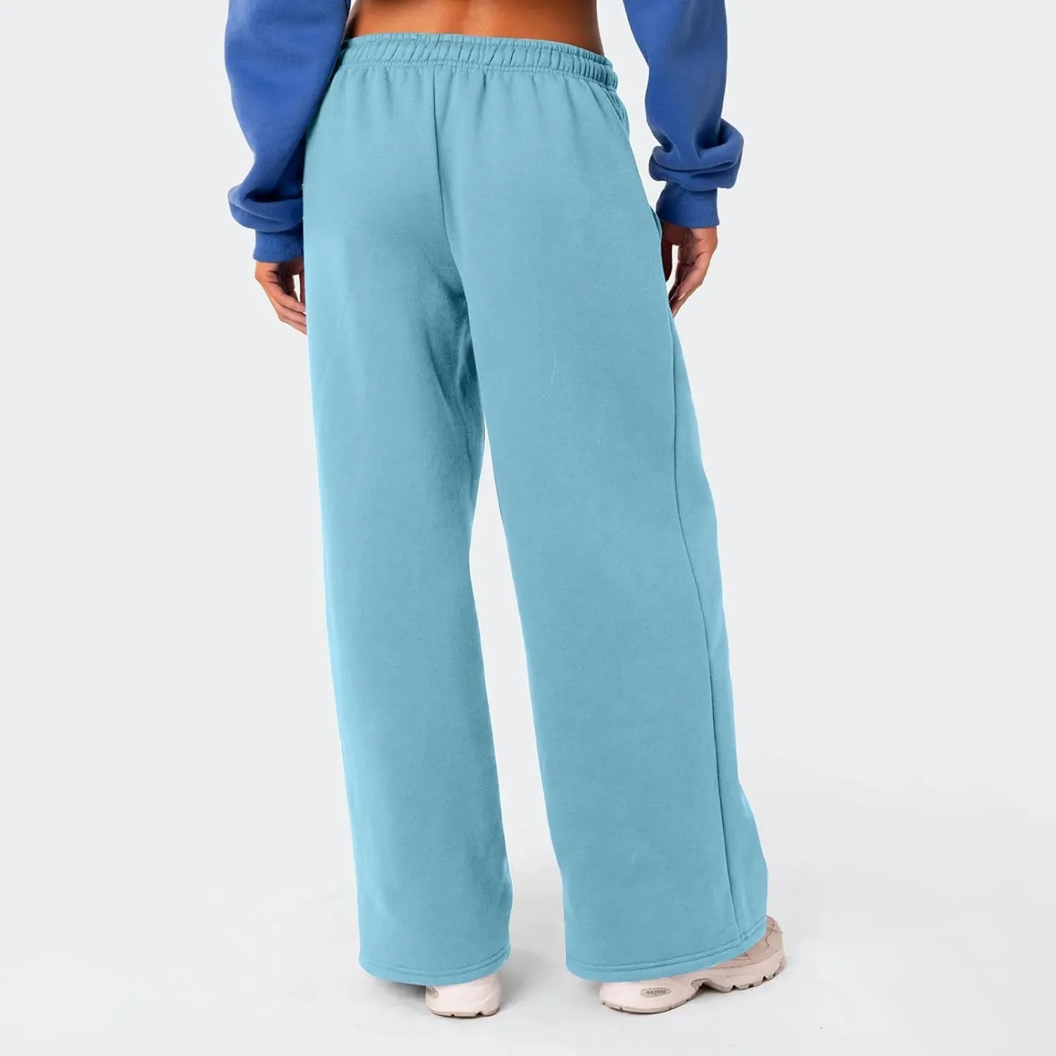 Womens Wide Leg Sweatpants High Waisted Baggy Lounge Pants Drawstring Athletic Flared Joggers with Pockets