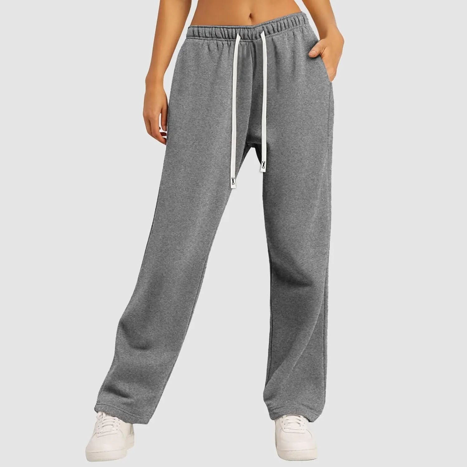 Womens Wide Leg Sweatpants Sweat Pants for Womens High Waisted Baggy Sweatpants Casual Drawstring Workout Pants with Pockets