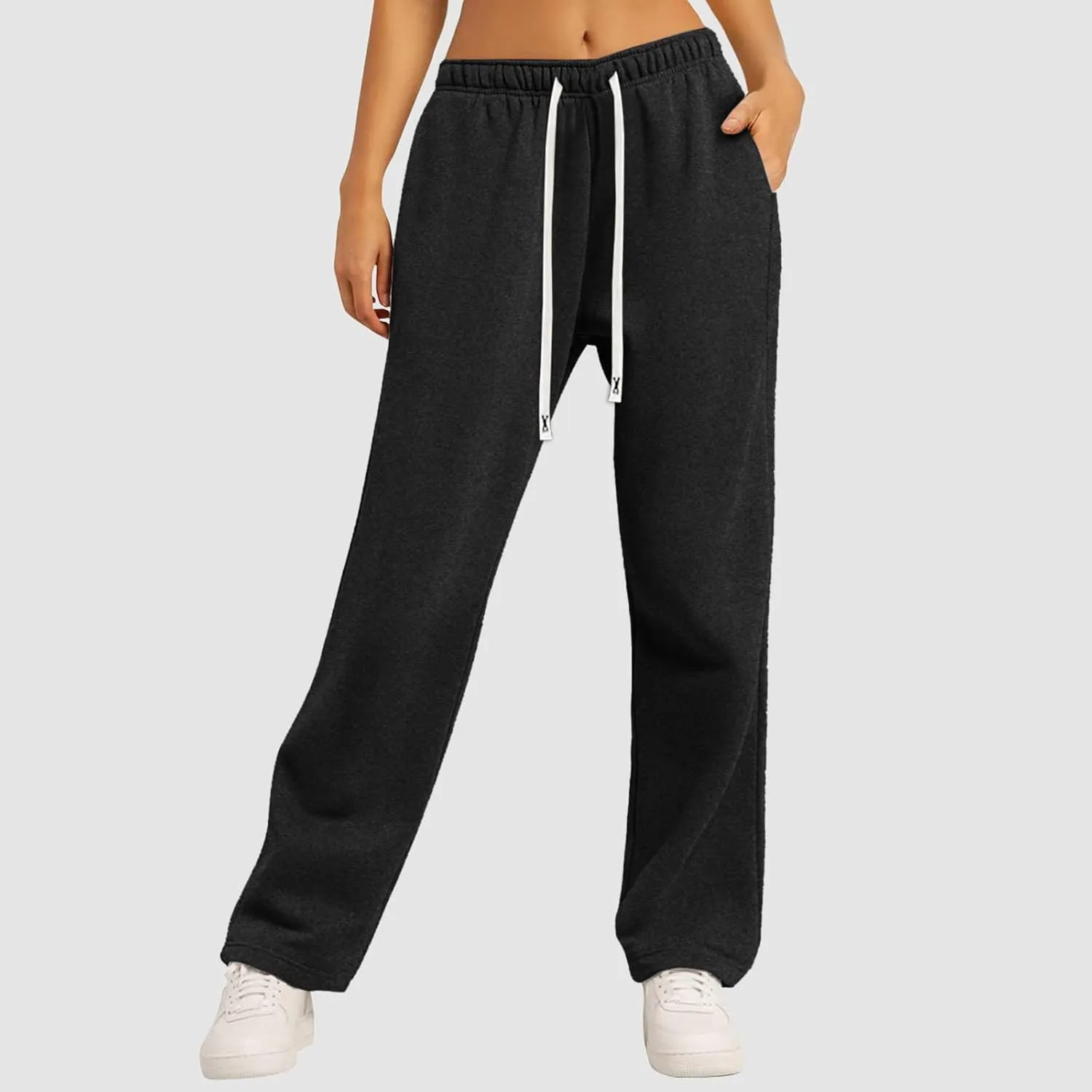 Womens Wide Leg Sweatpants Sweat Pants for Womens High Waisted Baggy Sweatpants Casual Drawstring Workout Pants with Pockets