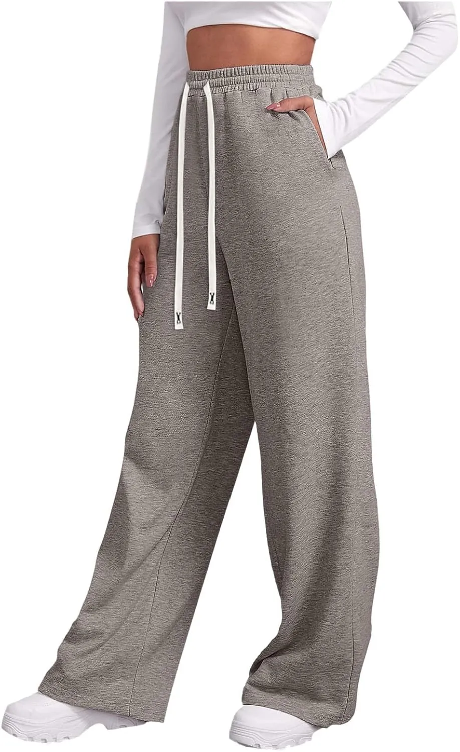 Womens Wide Leg Sweatpants Sweat Pants for Womens High Waisted Baggy Sweatpants Casual Drawstring Workout Pants with Pockets