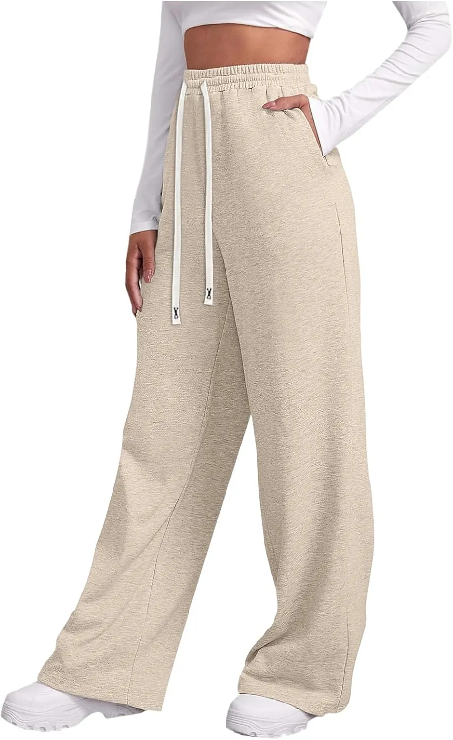 Womens Wide Leg Sweatpants Sweat Pants for Womens High Waisted Baggy Sweatpants Casual Drawstring Workout Pants with Pockets