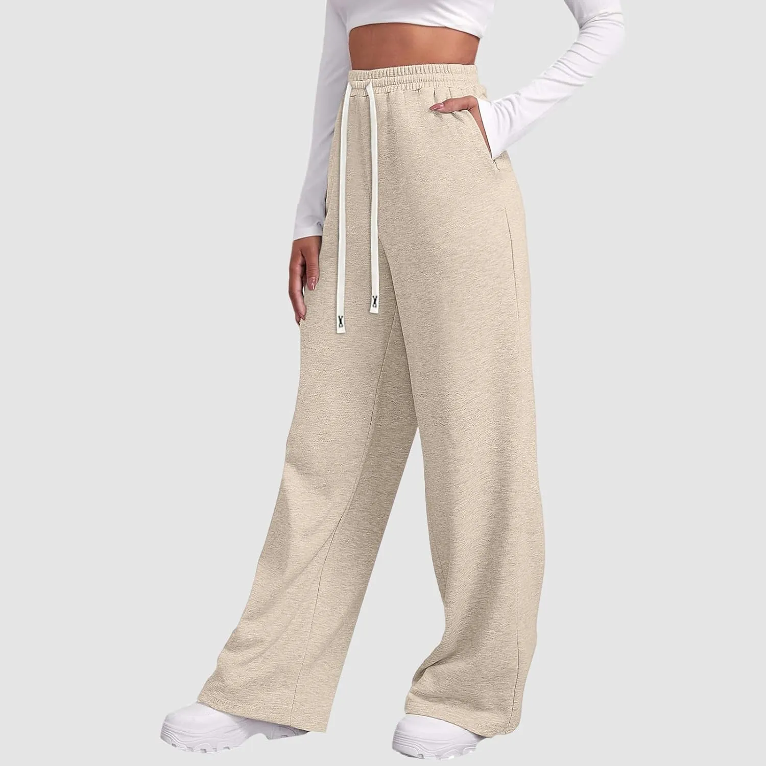 Womens Wide Leg Sweatpants Sweat Pants for Womens High Waisted Baggy Sweatpants Casual Drawstring Workout Pants with Pockets