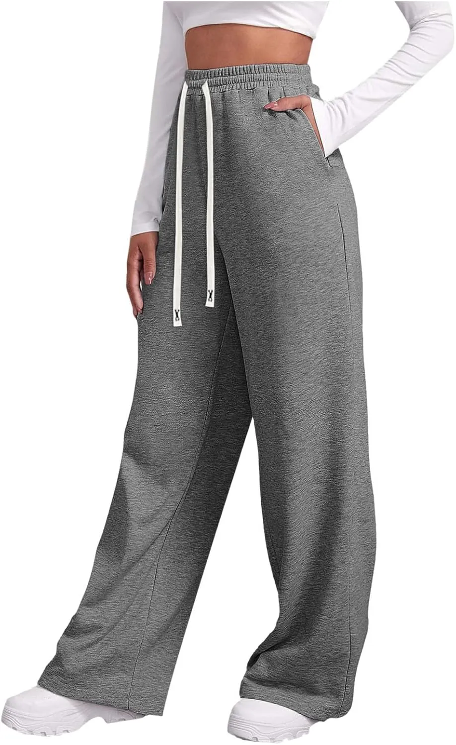 Womens Wide Leg Sweatpants Sweat Pants for Womens High Waisted Baggy Sweatpants Casual Drawstring Workout Pants with Pockets