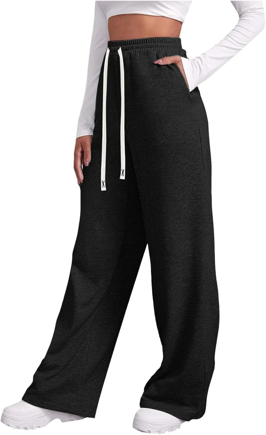 Womens Wide Leg Sweatpants Sweat Pants for Womens High Waisted Baggy Sweatpants Casual Drawstring Workout Pants with Pockets
