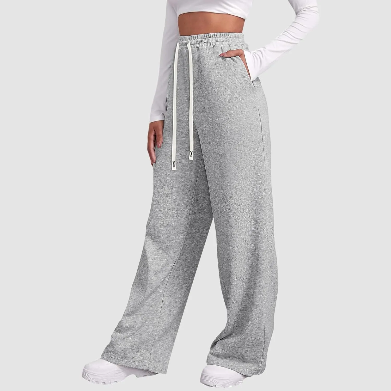 Womens Wide Leg Sweatpants Sweat Pants for Womens High Waisted Baggy Sweatpants Casual Drawstring Workout Pants with Pockets