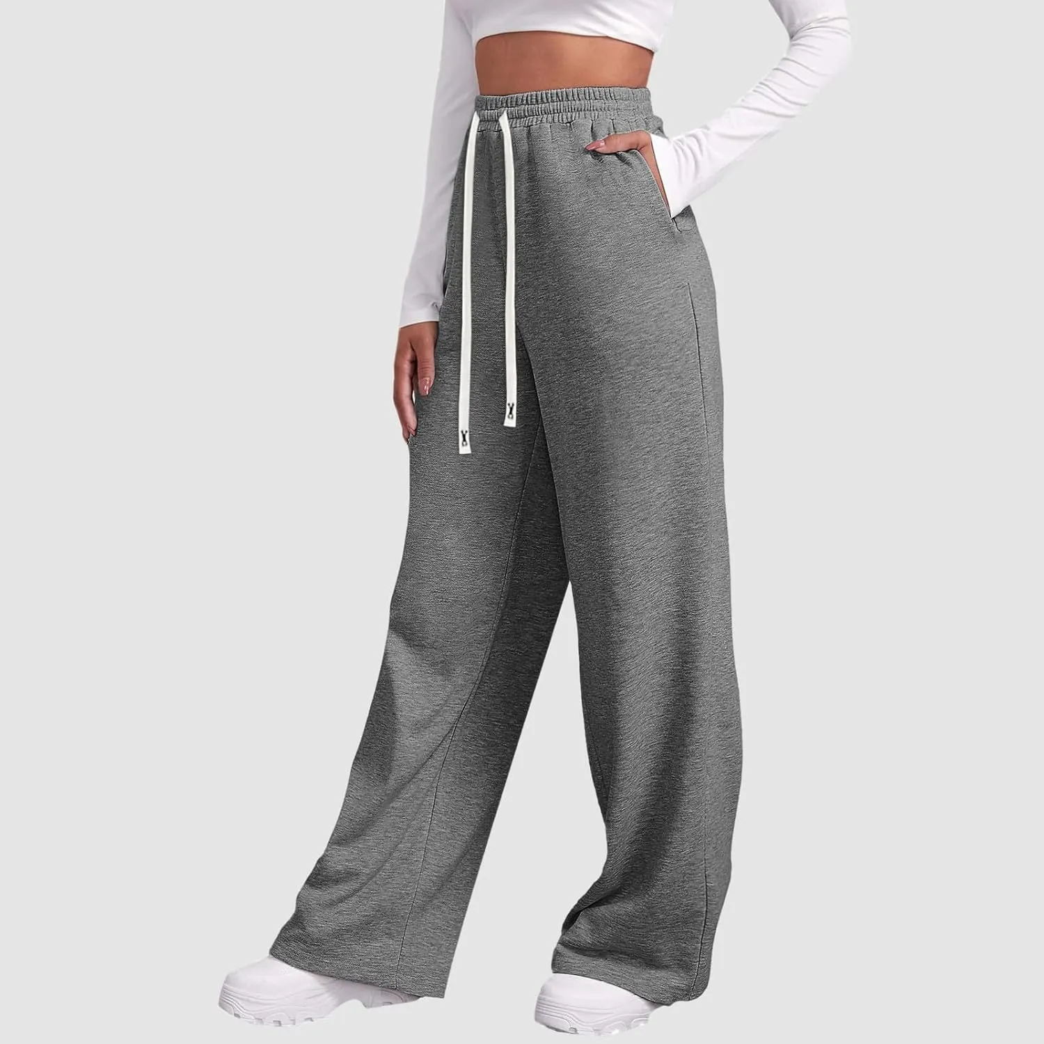 Womens Wide Leg Sweatpants Sweat Pants for Womens High Waisted Baggy Sweatpants Casual Drawstring Workout Pants with Pockets