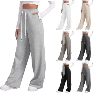 Womens Wide Leg Sweatpants Sweat Pants for Womens High Waisted Baggy Sweatpants Casual Drawstring Workout Pants with Pockets