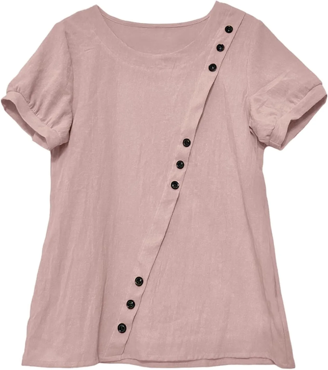 Workout Tops for Women Plus Size Oversized Crew Neck Linen Tops for Women Short Sleeve Cotton Blend Tee Shirts