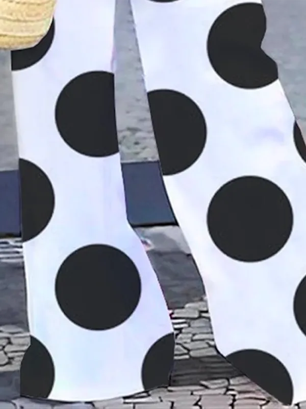 xakxx Loose Wide Leg Polka-Dot Casual Pants Bottoms