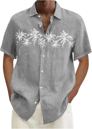 Ymosrh Mens Shirts Button Up Casual Men's Casual Cotton Linen Solid Color Long Sleeve Shirts Loose Men Down Shirt