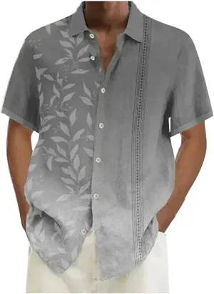 Ymosrh Men's Shirts Designer Spring Summer Casual Cotton Linen Solid Color Short Sleeve Shirts Loose