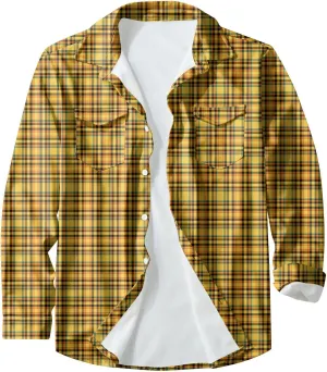 Ymosrh Men's Shirts Fashion Casual Button-Down Lapel Long-Sleeved Printed Cardigan Jacket Shirts, L-6XL