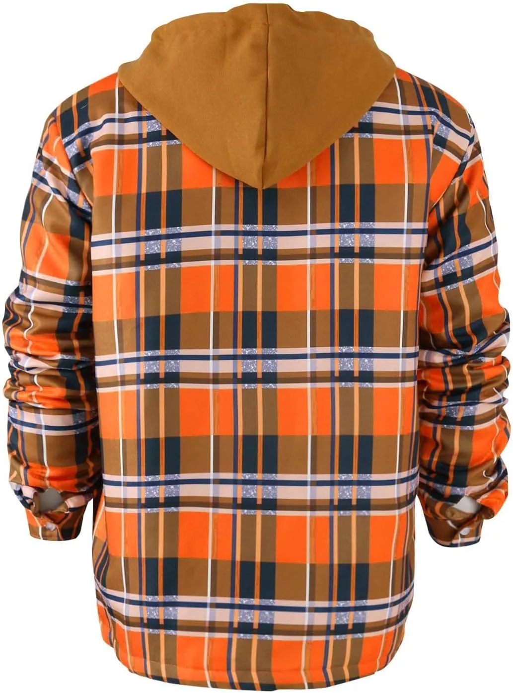 Ymosrh Men's Shirts Hooded Shirt Jacket Plaid Quilted Lined Long Sleeve Fall Winter Coat Button Down Shirts, M-5XL