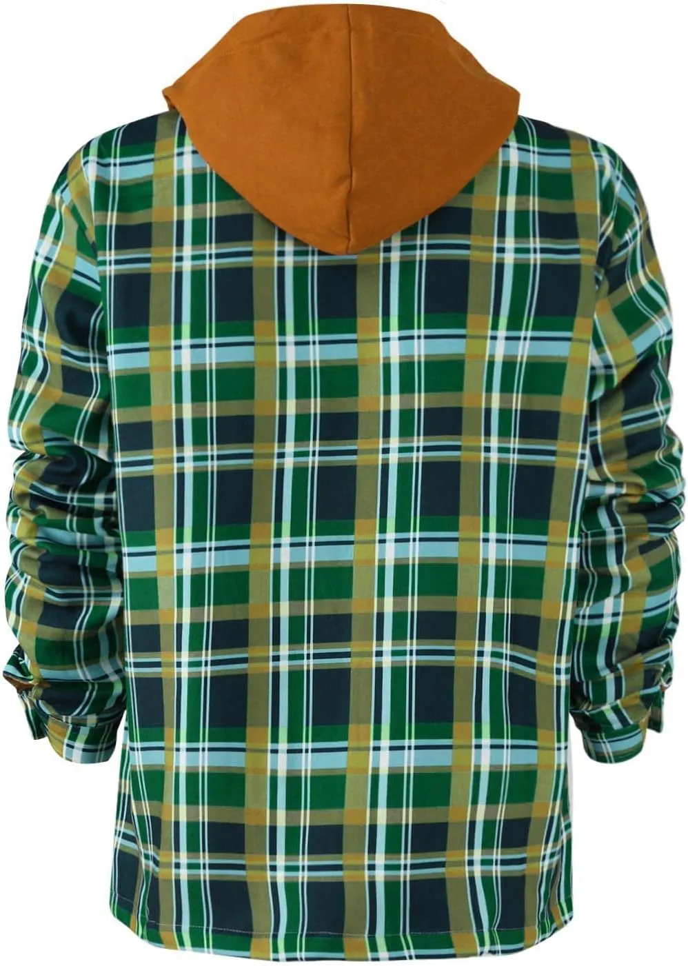 Ymosrh Men's Shirts Hooded Shirt Jacket Plaid Quilted Lined Long Sleeve Fall Winter Coat Button Down Shirts, M-5XL