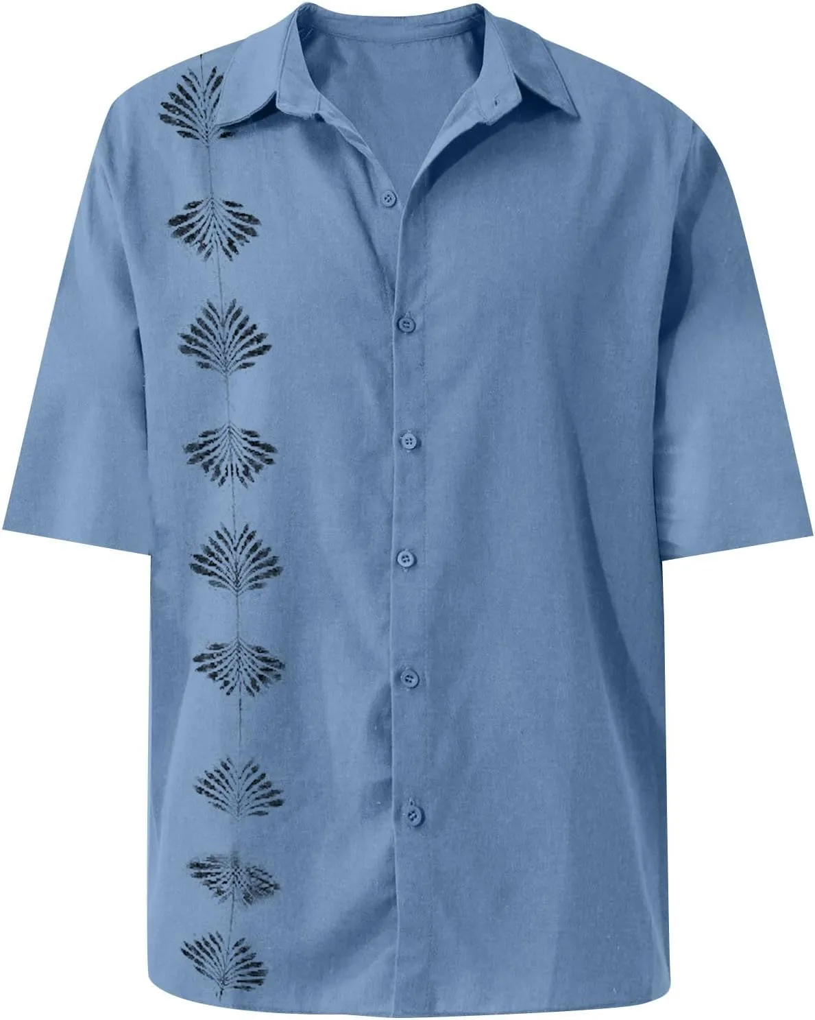 Ymosrh Men's Shirts Spring Summer Casual Cotton Linen Solid Color Short Sleeve Shirts Loose Button Down Shirt Men, M-4XL