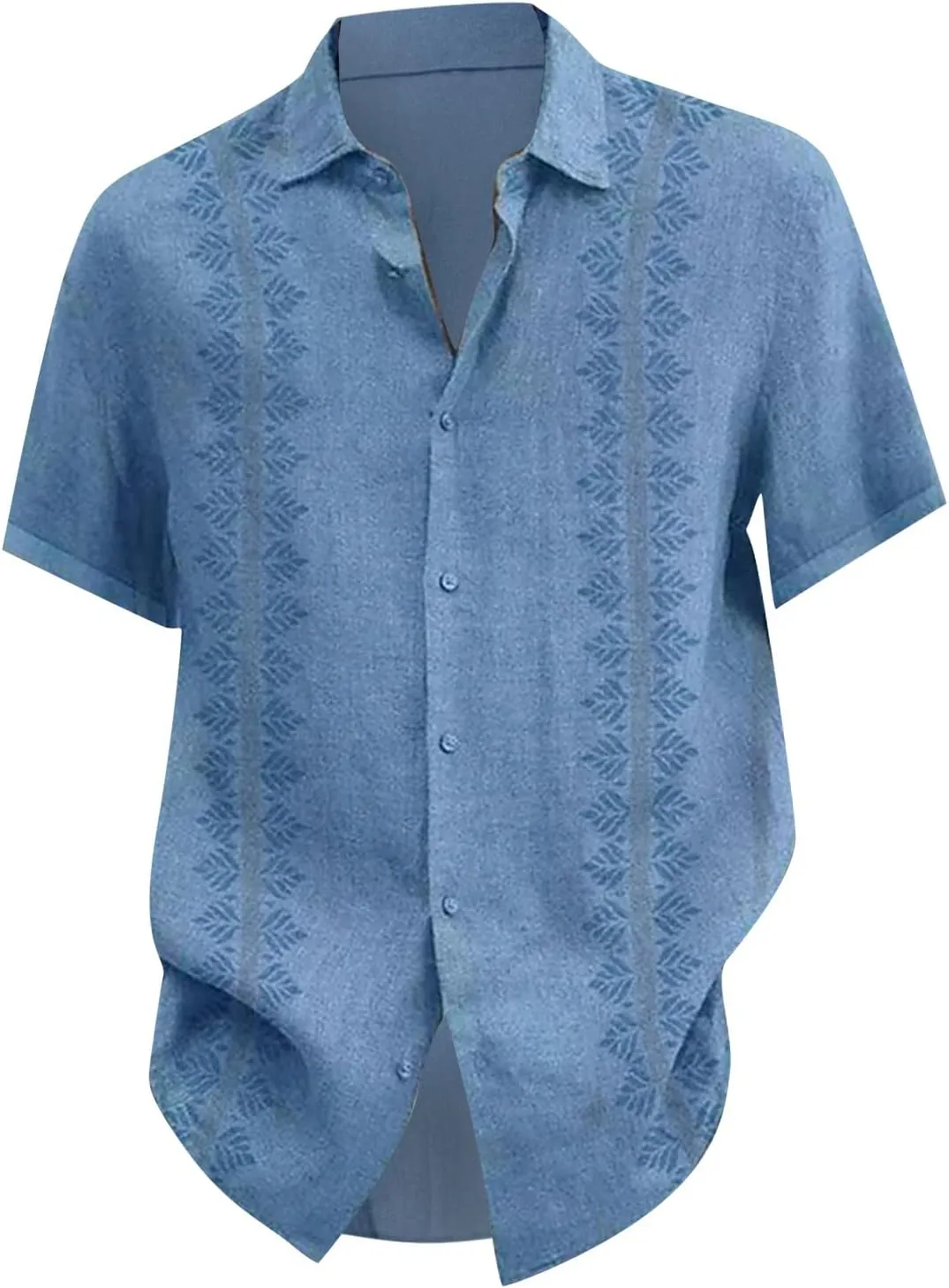 Ymosrh Men's Shirts Spring Summer Casual Cotton Linen Solid Color Short Sleeve Shirts Loose Button Down Short Shirt, M-4XL