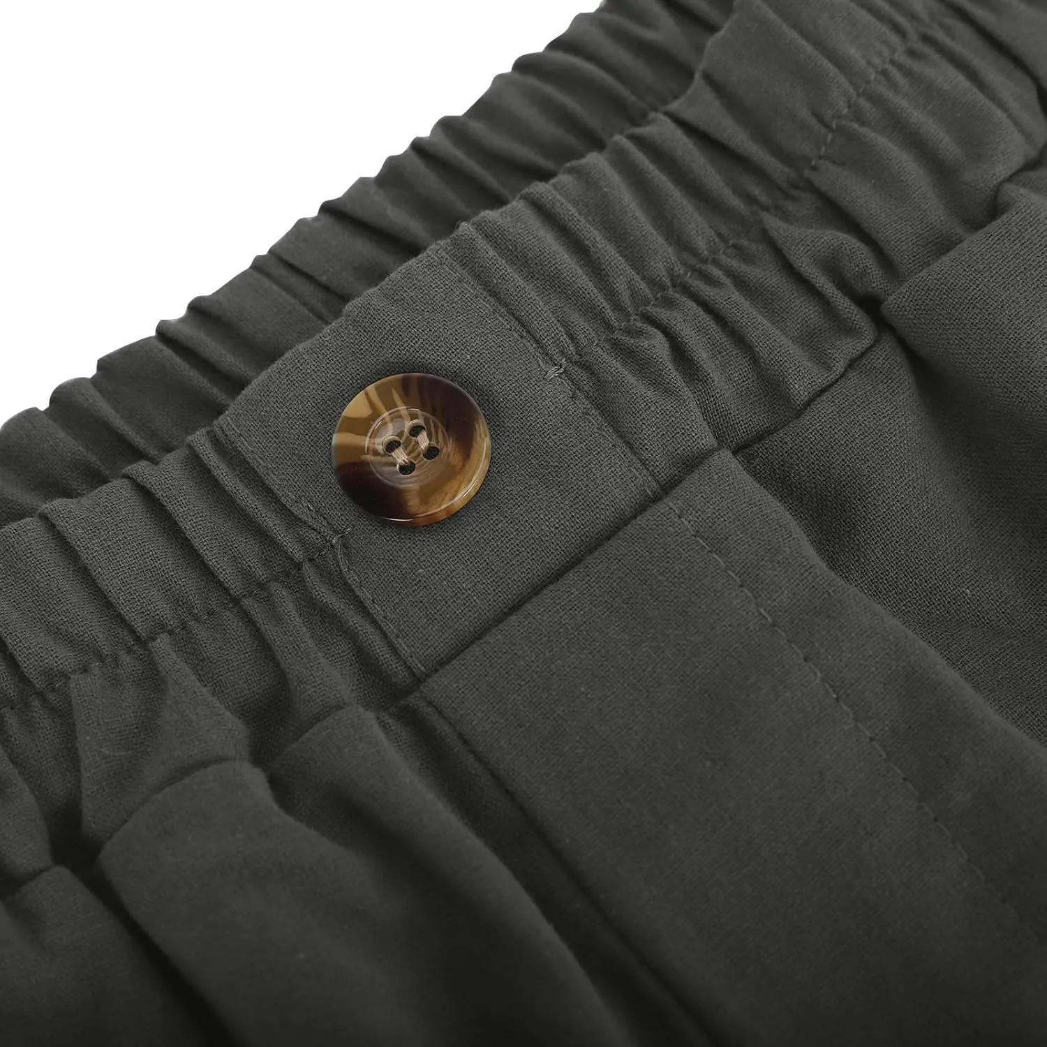 YRAETENM Cotton Linen Pants Women High Elastic Waisted Wide Leg Lounge Trousers Casual Lightweight Baggy Pants with Pockets