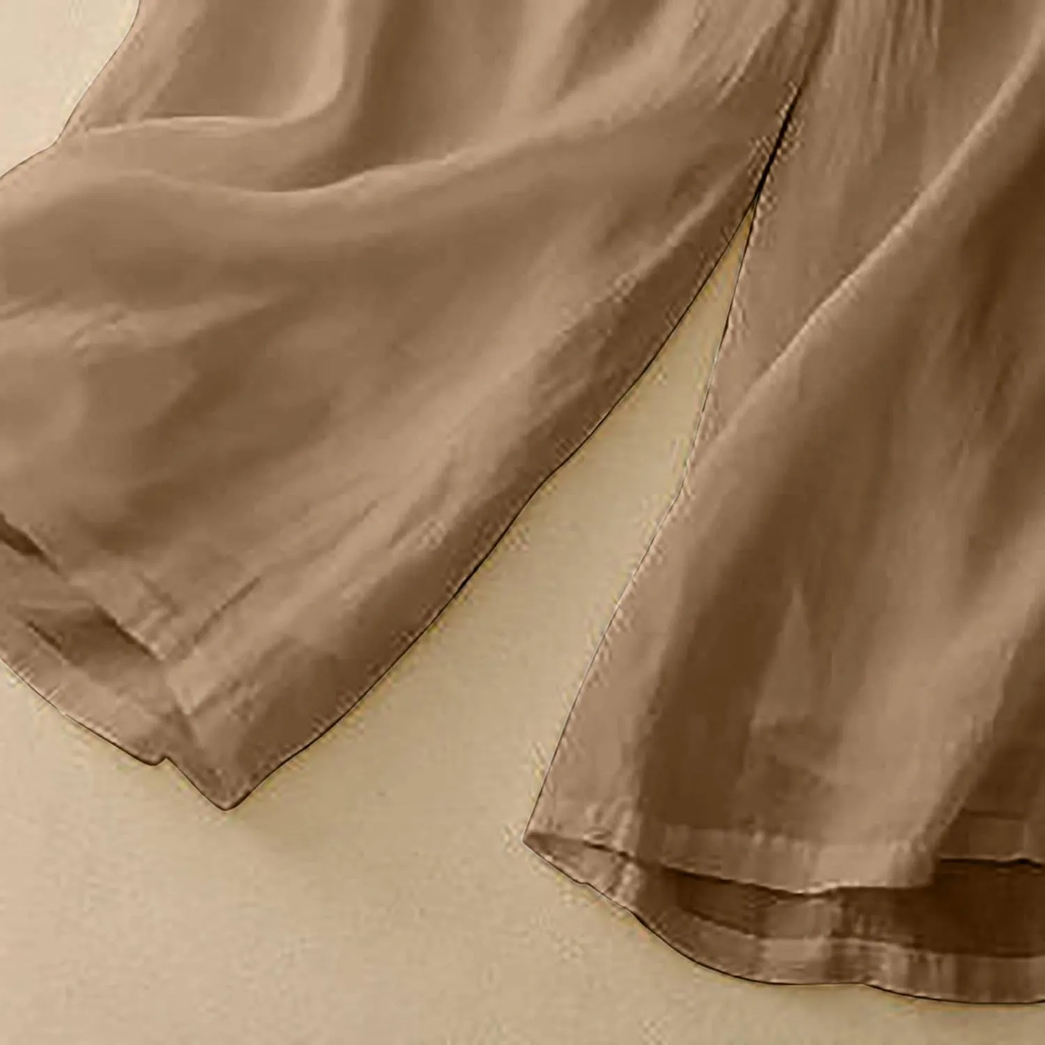 YRAETENM Wide Leg Pants for Women Baggy Elastic Waist Cotton Linen Pants Plus Size Palazzo Lounge Trousers with Pockets