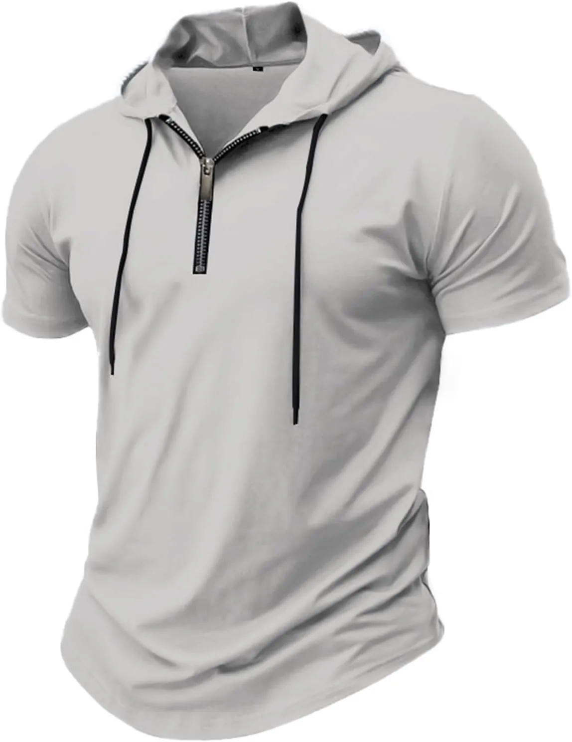 Zip Hoodies for Men Short Sleeve Slim Fit Casual Workout Tshirts Summer Sports Gym Sweatshirt Big and Tall Tees