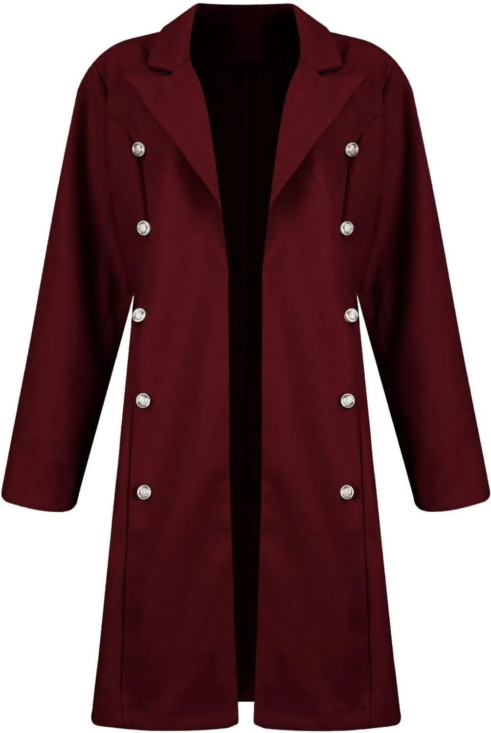 ZWRXW Women's Wool Blend Peacoat Double Breasted Midi Trench Coat Notched Lapel Slim Fit Jackets Trendy Fall Overcoat Outwear